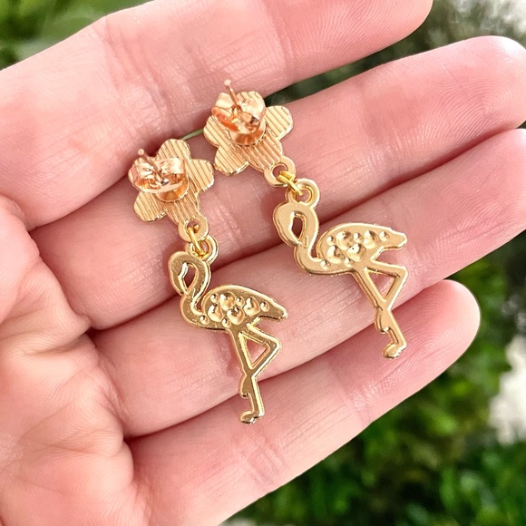 Floral Flamingo Earrings - Picture 7 of 7